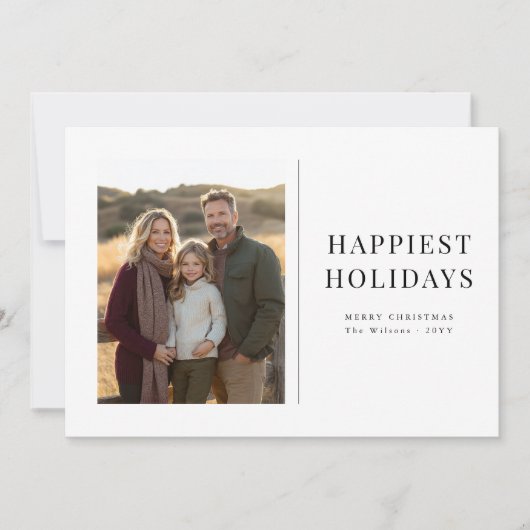 Gelukkigste Feestdagen Familiefoto Kerst Maroon Feestdagenkaart (Voorkant)