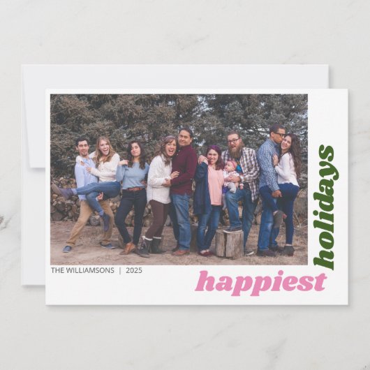 Gelukkigste Feestdagen Familiefoto Kleurrijke Kers Feestdagenkaart (Voorkant)