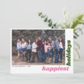 Gelukkigste Feestdagen Familiefoto Kleurrijke Kers Feestdagenkaart (Staand voorkant)