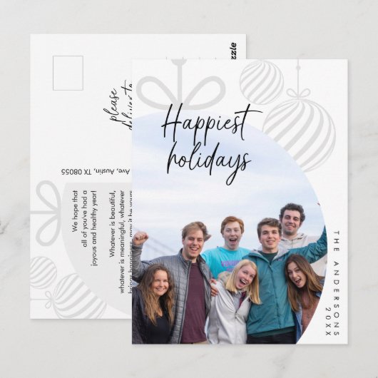 Gelukkigste Feestdagen, familiefoto, seizoensgroet Briefkaart (Voorkant / Achterkant)