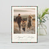 Gelukkigste Feestdagen Foto Plaid Christmas Kaart (Staand voorkant)