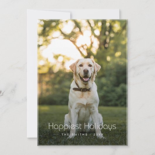 Gelukkigste Feestdagen Grappige Hond Foto Kerst Ka Feestdagenkaart (Voorkant)