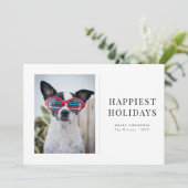 Gelukkigste Feestdagen Grappige Hond Foto Kerst Ka Feestdagenkaart (Staand voorkant)