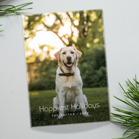 Gelukkigste Feestdagen Grappige Hond Foto Kerst Ka Feestdagenkaart