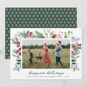 Gelukkigste feestdagen groen lijst kerstkaart (Voorkant / Achterkant)