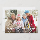 Gelukkigste Feestdagen Handgeschreven White Script Feestdagenkaart (Voorkant)