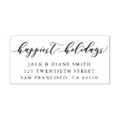 Gelukkigste Feestdagen kalligrafie | Retouradres Zelfinktende Stempel (Design)