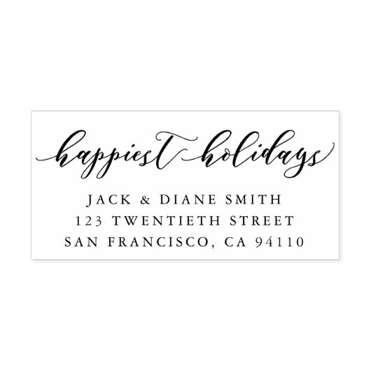 Gelukkigste Feestdagen kalligrafie | Retouradres Zelfinktende Stempel (Design)