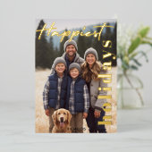 Gelukkigste Feestdagen Marine Schotse Plaid 1 Foto (Staand Voorkant)