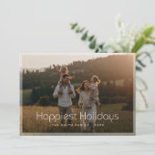 Gelukkigste Feestdagen Minimale Familiefoto Kerst Feestdagenkaart (Staand voorkant)