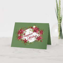 Gelukkigste Feestdagen Poinsettias Kaart