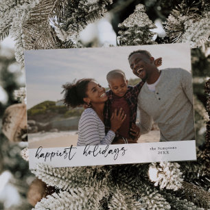 Gelukkigste Feestdagen Script Familie Kerstfoto Feestdagenkaart