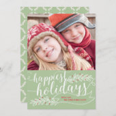 Gelukkigste Feestdagen Script Photo Card Feestdagenkaart (Voorkant / Achterkant)