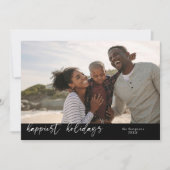 Gelukkigste Feestdagen Script Zwarte Kerstfoto Feestdagenkaart (Voorkant)