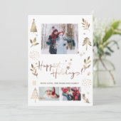 Gelukkigste Feestdagen Sterren Pine Tree Foto Aankondiging (Staand voorkant)