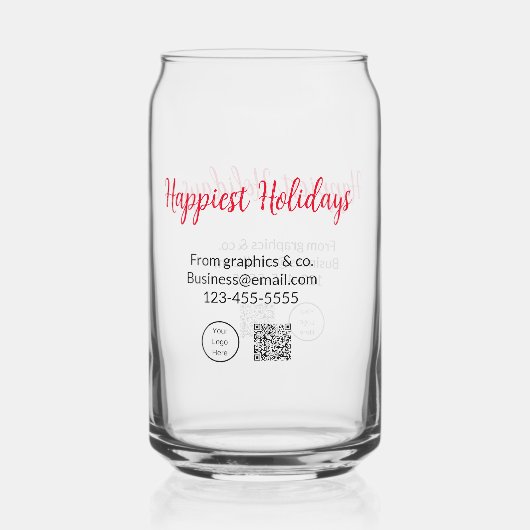 Gelukkigste feestdagen toevoegen business logo naa blikvorm glas (Voorkant)