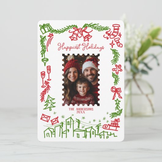 Gelukkigste Feestdagen Vrolijk Kerstfeest Familief Kaart (Staand voorkant)