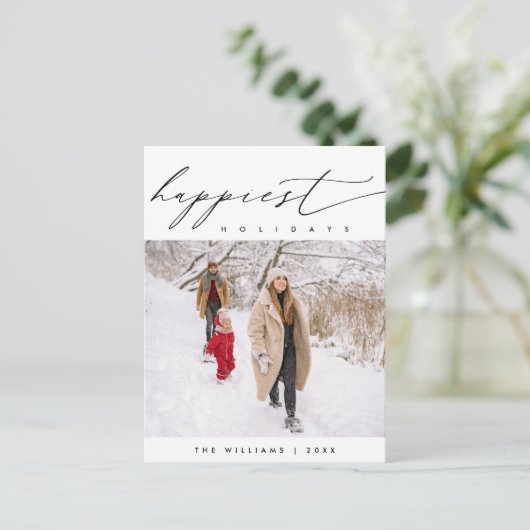 Gelukkigste Feestdagen, Vrolijke Kerstmis Familie Briefkaart (Staand voorkant)