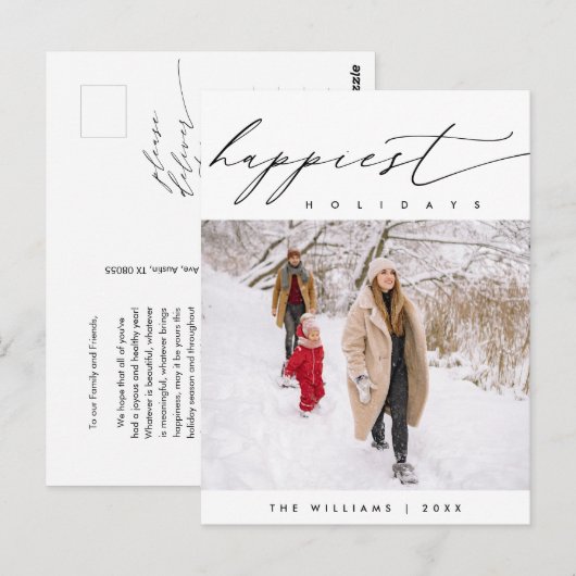 Gelukkigste Feestdagen, Vrolijke Kerstmis Familie  Briefkaart (Voorkant / Achterkant)