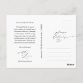 Gelukkigste Feestdagen, Vrolijke Kerstmis Familie  Briefkaart (Achterkant)