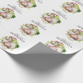 Gelukkigste Feestdagen waterverf gebladerte foto Cadeaupapier (Hoek)