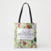 Gelukkigste Feestdagen waterverf gebladerte kerst Tote Bag (Voorkant)