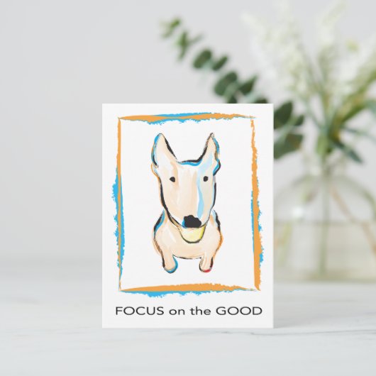 Gelukkigste hond ooit Engelse stier Terrier Briefkaart (Staand voorkant)