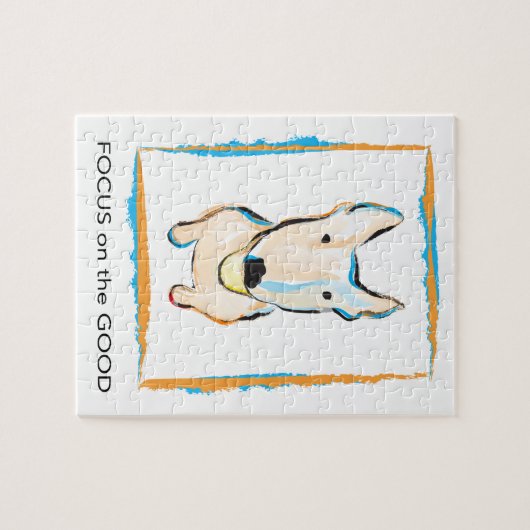 Gelukkigste hond ooit Engelse stier Terrier Legpuzzel (Horizontaal)