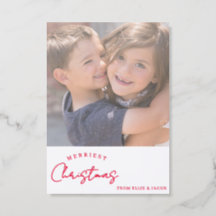 Gelukkigste kerst foto letterpress kaart