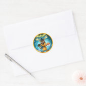 Gelukkigste Kerstmukkah Chanoeka Kerstmis Rendier Ronde Sticker (Envelop)