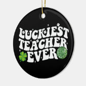 Gelukkigste leraar ooit Disco Ball Shamrock Groovy Keramisch Ornament (Links)