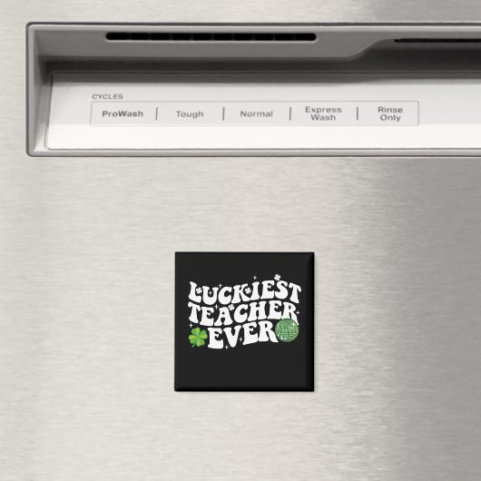 Gelukkigste leraar ooit Disco Ball Shamrock Groovy Magneet (Insitu (Vaatwasser))