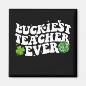Gelukkigste leraar ooit Disco Ball Shamrock Groovy Magneet (Voorkant)