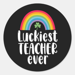 Gelukkigste leraar ooit school cadeau St Patricks  Ronde Sticker
