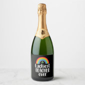 Gelukkigste leraar ooit school cadeau St Patricks  Sparkling Wijnetiket (Voorkant)