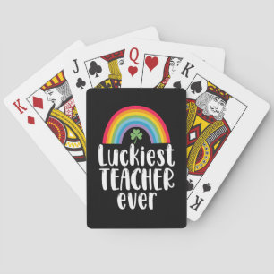 Gelukkigste leraar ooit schoolcadeau St. Patrick's Pokerkaarten
