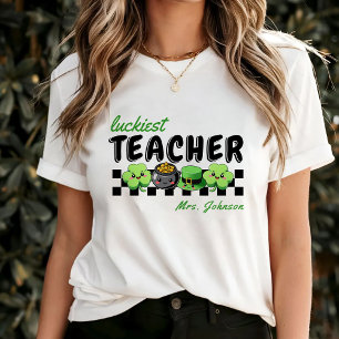 Gelukkigste leraar Retro St. Patrick's Day White T-shirt