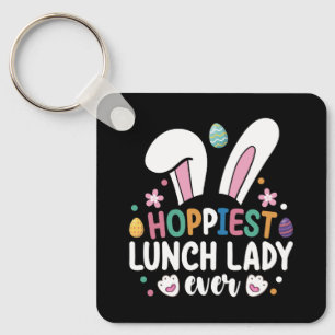 Gelukkigste lunchdame school Paashaas eieren Sleutelhanger