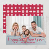 Gelukkigste nieuwjaar speelse scriptfoto | Red Feestdagenkaart (Voorkant / Achterkant)