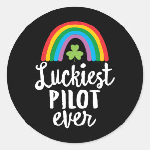 Gelukkigste piloot ooit St Patrick Dag Shamrocks Ronde Sticker