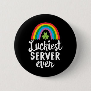 Gelukkigste server ooit St. Patrick Dag Shamrocks Ronde Button 5,7 Cm