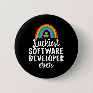 Gelukkigste softwareontwikkelaar ooit St. Patrick Ronde Button 5,7 Cm