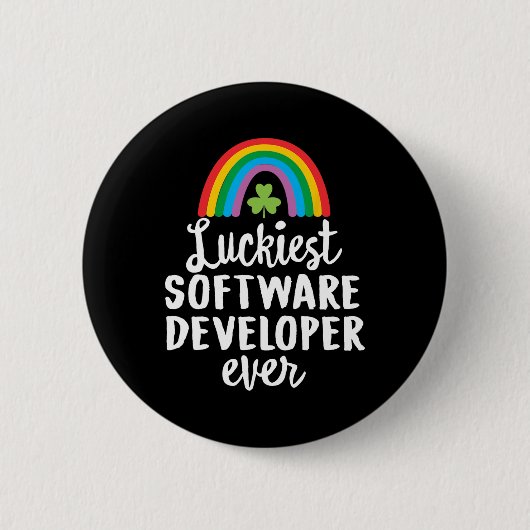 Gelukkigste softwareontwikkelaar ooit St. Patrick Ronde Button 5,7 Cm (Voorkant)