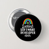 Gelukkigste softwareontwikkelaar ooit St. Patrick Ronde Button 5,7 Cm (Voorkant /achterkant)