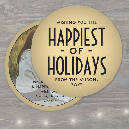 Gelukkigste van Feestdagen Deco Typografie Ronde F Feestdagenkaart