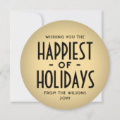 Gelukkigste van Feestdagen Deco Typografie Ronde F Feestdagenkaart (Voorkant)