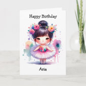 Gelukkigste Verjaardag Ballerina Kleurplaat Meisje Kaart (Voorkant)