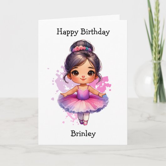 Gelukkigste Verjaardag Ballerina Kleurplaat Meisje Kaart (Voorkant)