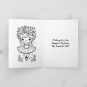 Gelukkigste Verjaardag Ballerina Kleurplaat Meisje Kaart (Binnen)