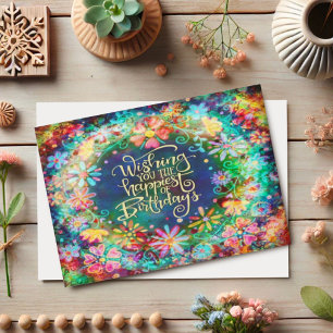 Gelukkigste verjaardag Floral mooie inspirativitei Kaart
